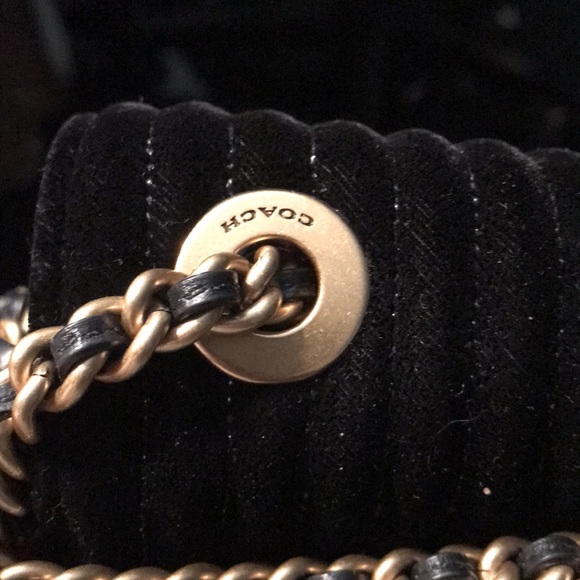 Coach velvet refined calf leather clutch or shoulder evening bag - Picture 6 of 6